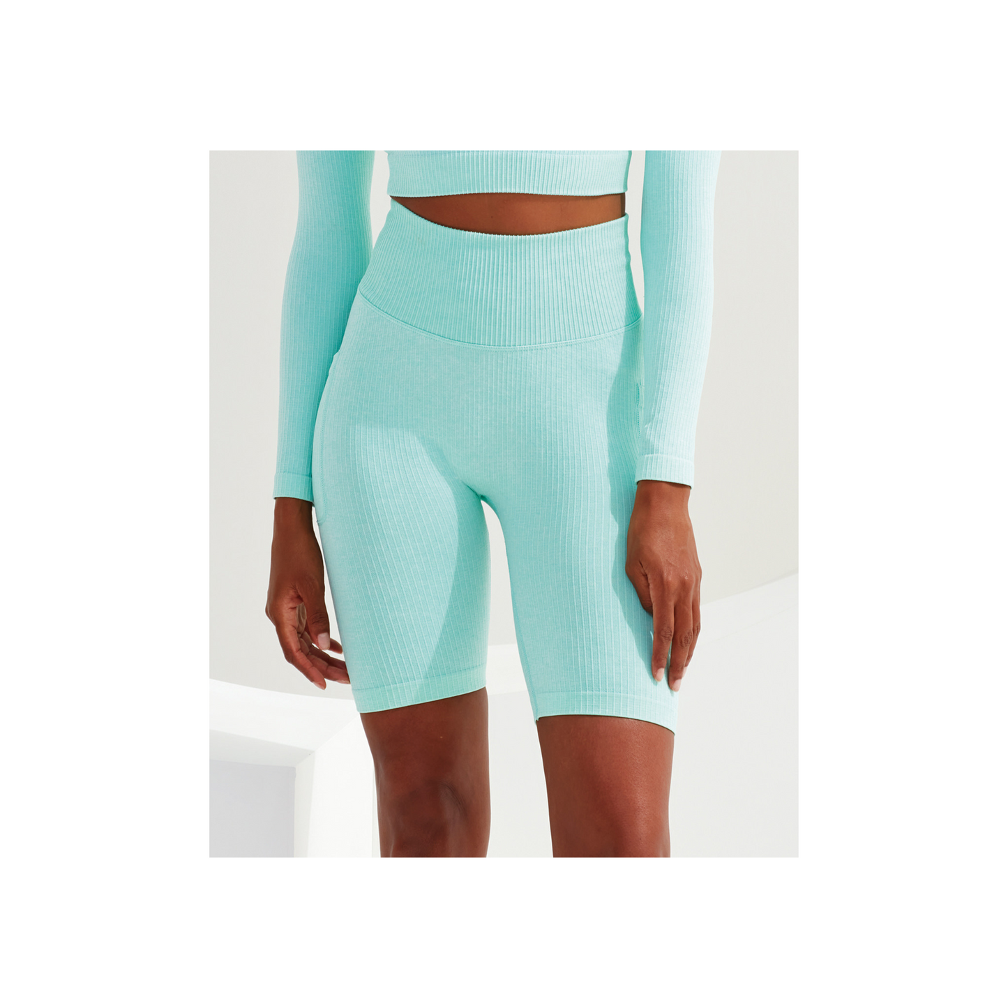 Women's ribbed seamless 3D fit cycle shorts